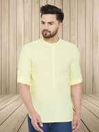 Even Apparels Men's Pure Cotton Yellow Kurta | Grocsy