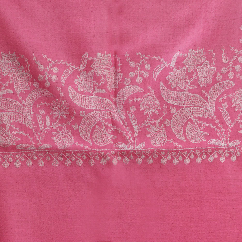 Nizalia Handmade Paper Mache Soozni Work Pink Pashmina - Limited Time Offer | Grocsy