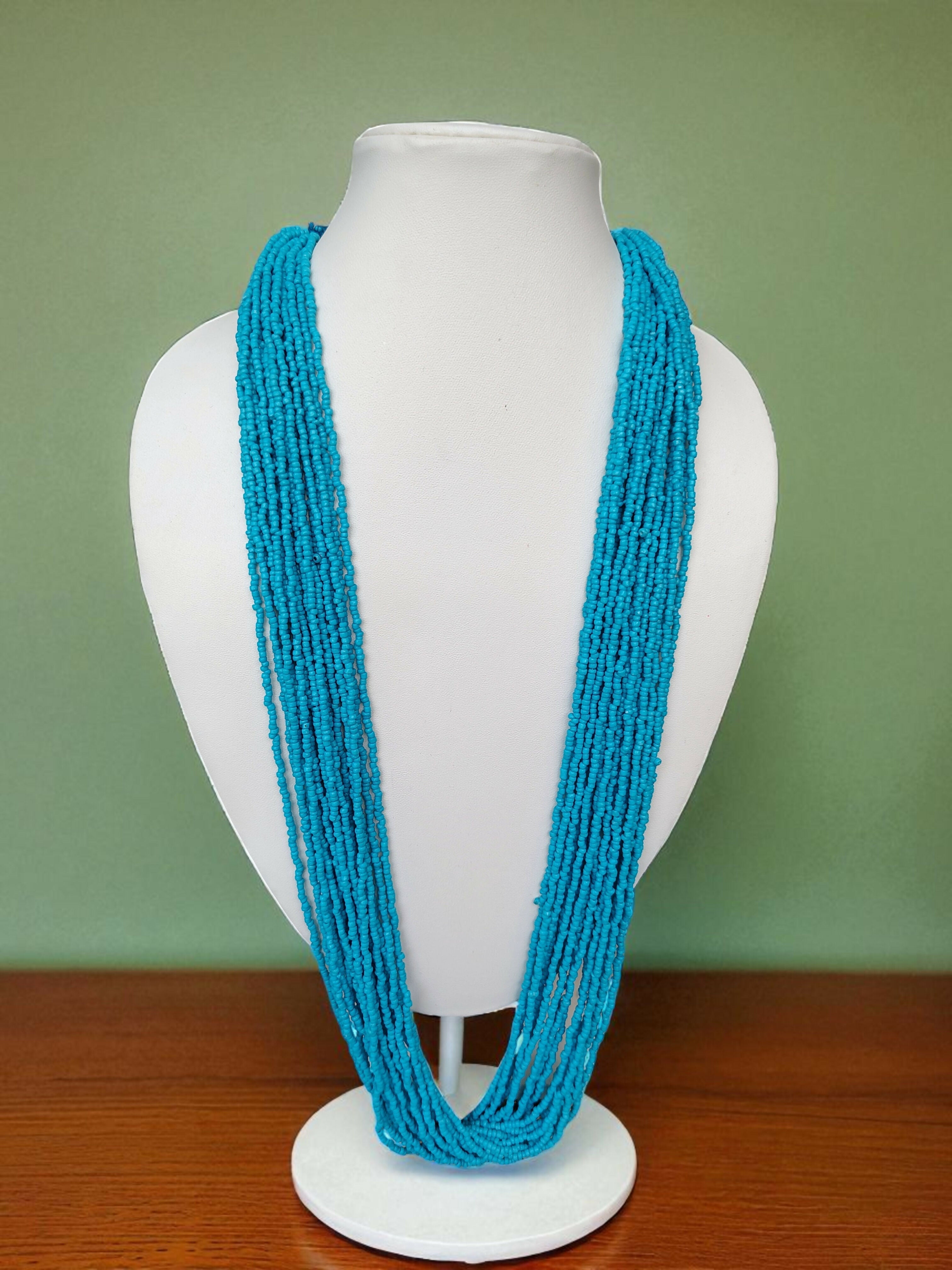 Inhanns Rangsaaz 20-Layer Luxe Long Beaded Only Necklace - Sky Blue Only Necklace | Grocsy