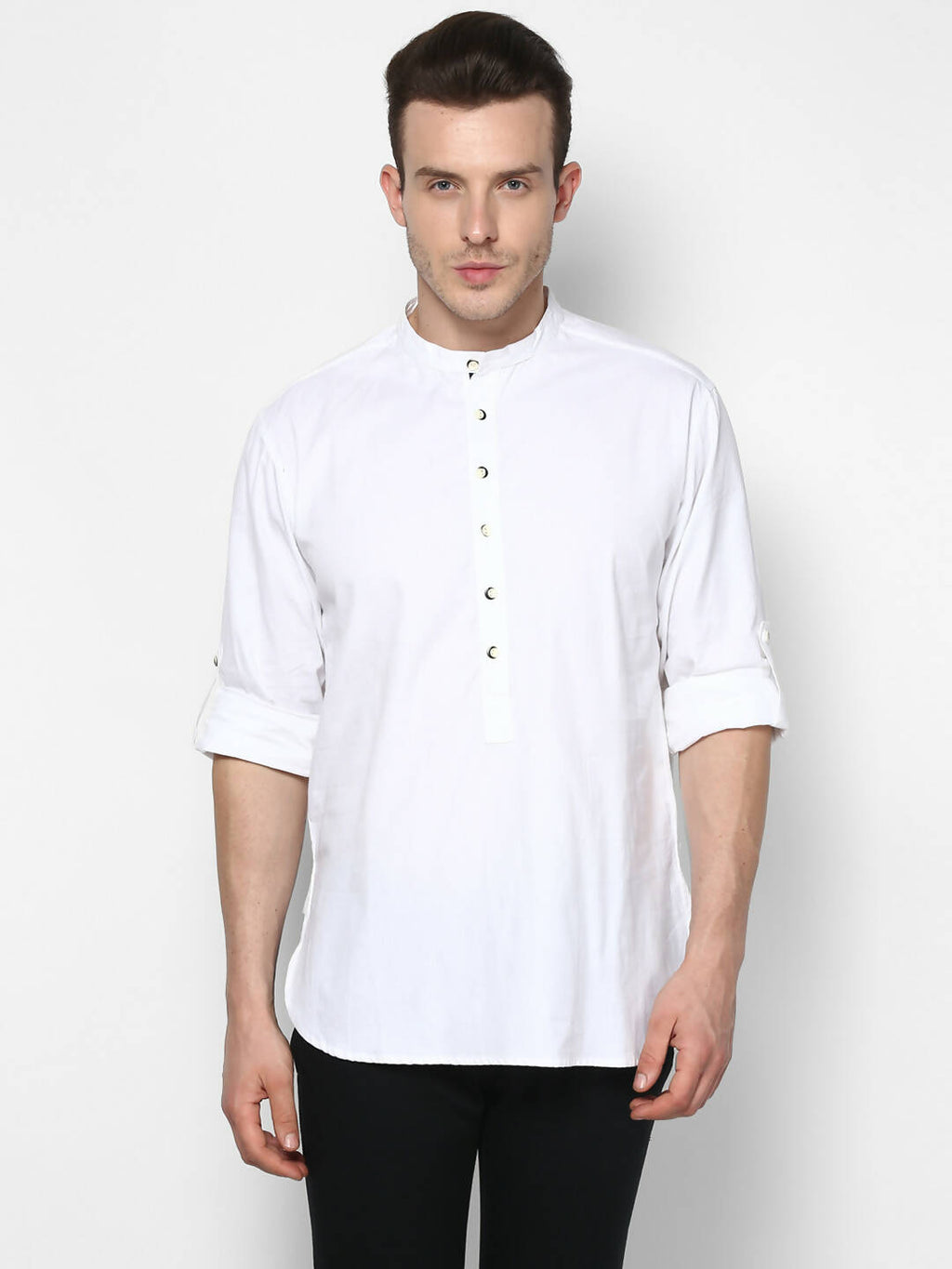 Even Apparels Band Collar White Color Pure Cotton Men's Kurta | Grocsy