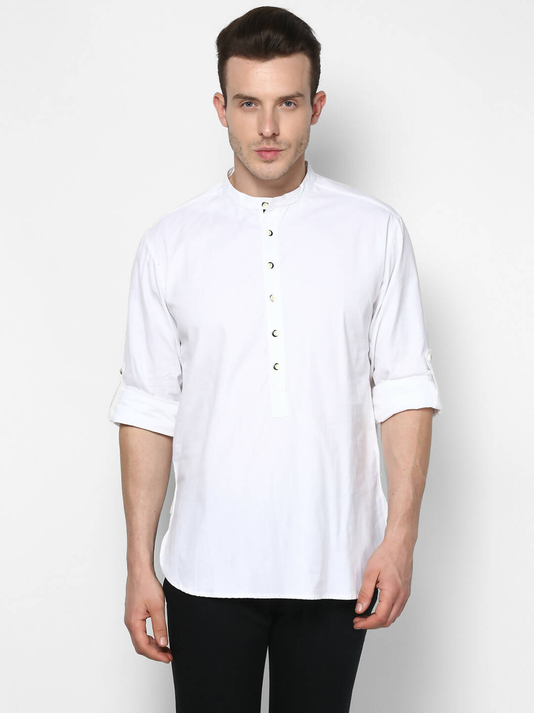 Even Apparels Band Collar White Color Pure Cotton Men's Kurta | Grocsy