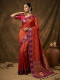 Shree Shyam Fashion Orange Soft Silk Saree | Grocsy
