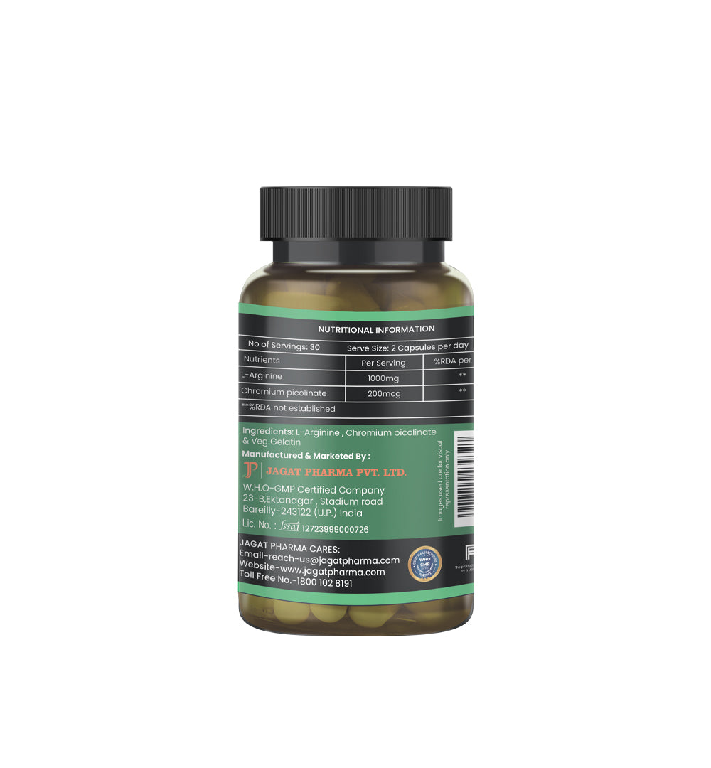 Jagat Pharma L-Arginine 1000mg Capsules | Grocsy