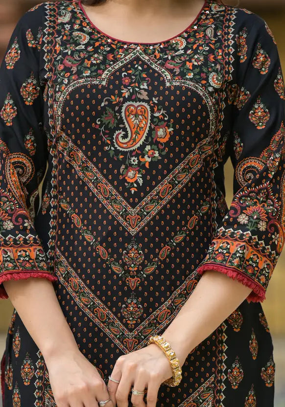 Juniper Women Viscose Rayon Kurta Palazzo Dupatta Set | Grocsy