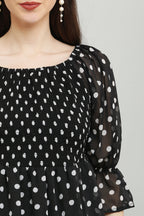 PAVONINE Polka Dots Body Kansai Black Dress For Women | Grocsy