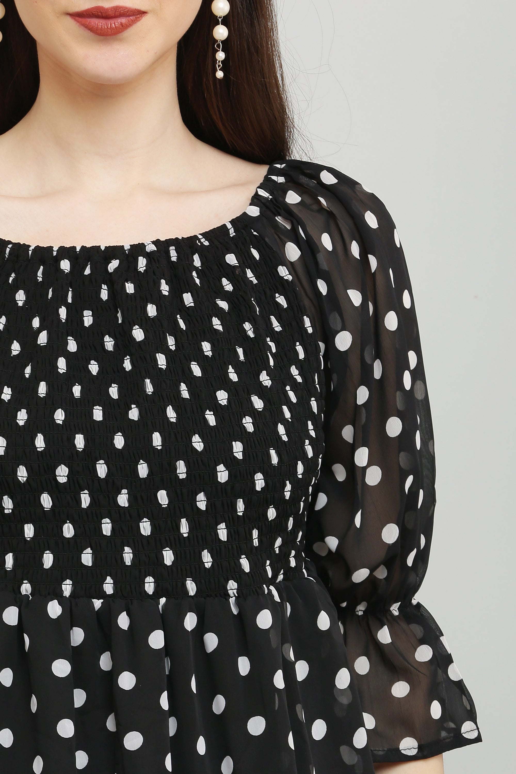 PAVONINE Polka Dots Body Kansai Black Dress For Women | Grocsy