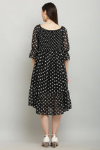 PAVONINE Polka Dots Body Kansai Black Dress For Women | Grocsy