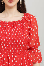 PAVONINE Polka Dots Body Kansai Red Dress For Women | Grocsy