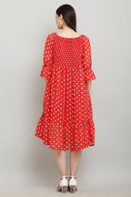 PAVONINE Polka Dots Body Kansai Red Dress For Women | Grocsy