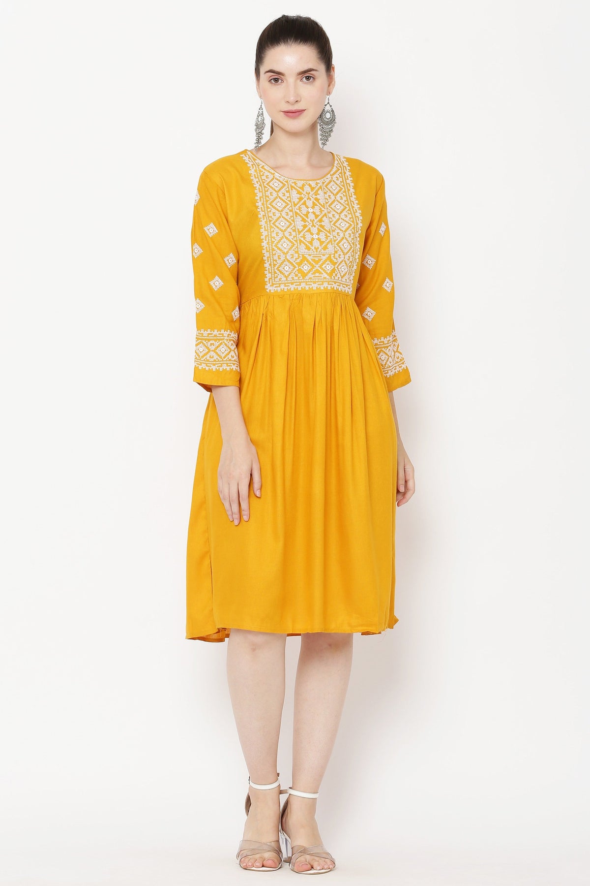 PAVONINE Gajri Color Burfi Design Embroidery Dress For Women | Grocsy