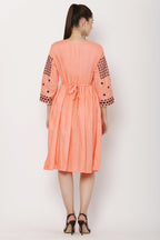 PAVONINE Gajri Color Polka Dots Embroidery Dress For Women | Grocsy
