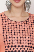 PAVONINE Gajri Color Polka Dots Embroidery Dress For Women | Grocsy