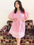 PAVONINE Peach Color Embroidery Kaftan Dress For Women | Grocsy