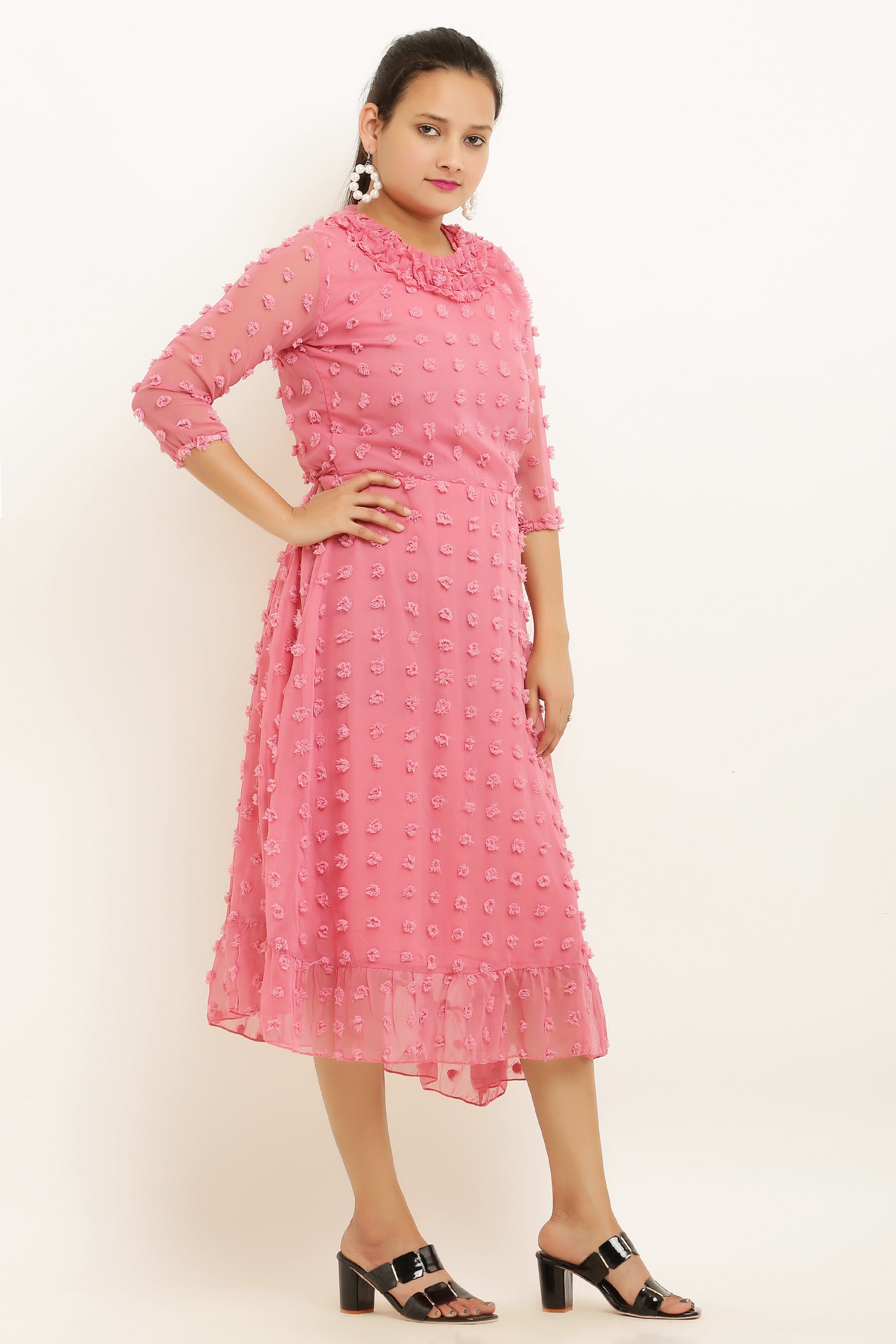 PAVONINE Buta-Design Peach Dress For Girls & Women | Grocsy