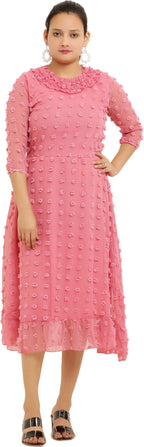 PAVONINE Buta-Design Peach Dress For Girls & Women | Grocsy