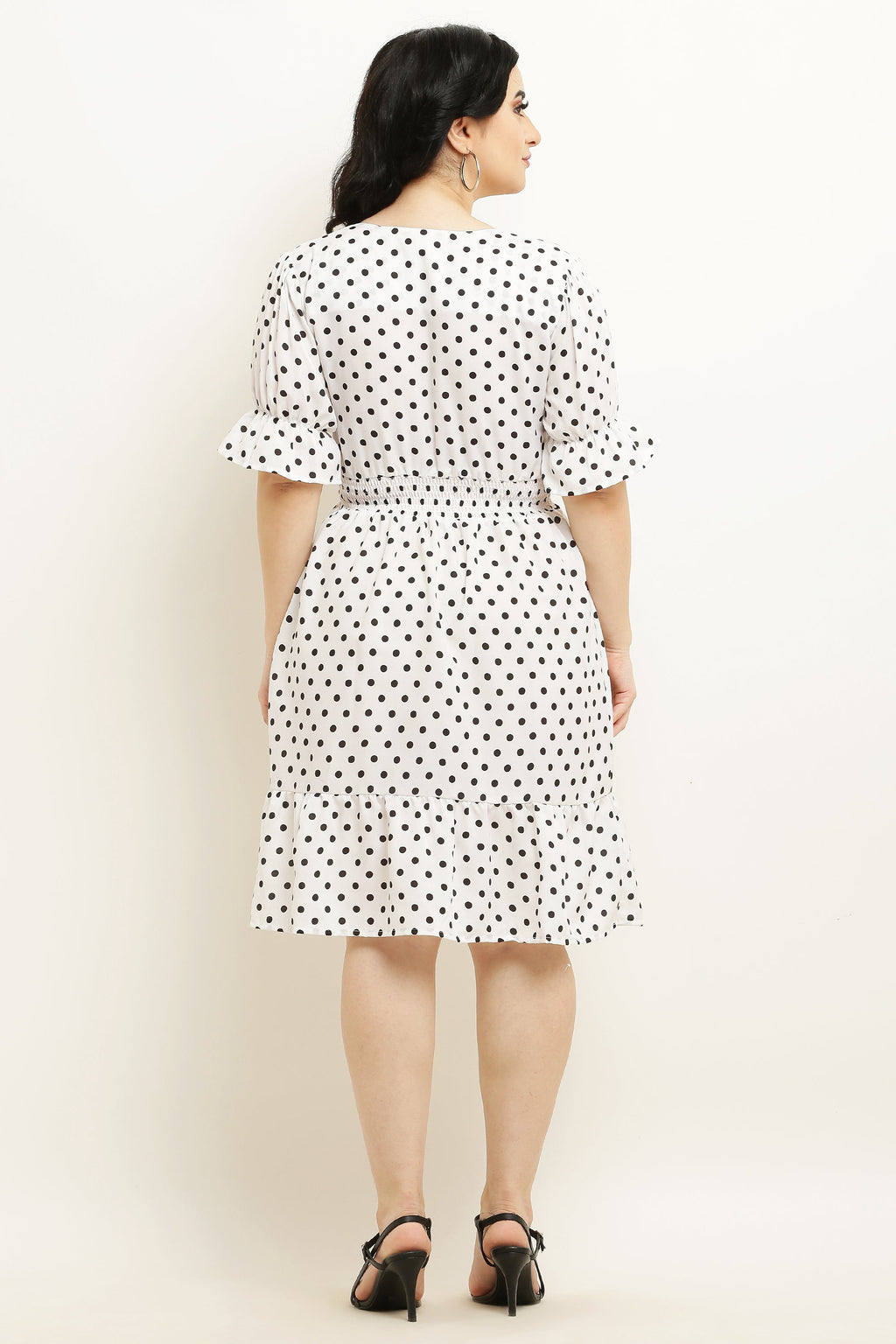 PAVONINE Micro Dots Waist Kansai Crepe Fabric White Midi For Girls | Grocsy