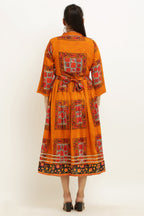 PAVONINE Jaipuri Block Print Mustard Color Dress For Girls & Women | Grocsy