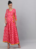 Antaran Red Cotton Flared Ikat Kurta | Grocsy