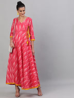 Antaran Red Cotton Flared Ikat Kurta | Grocsy