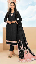 Anaita Black Cambric Cotton Stitched Suit with Embroidery & Sequence Work | Grocsy