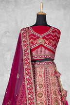 Red Velvet Pure Mirror Work Semi Stitched Lehenga Choli with Dupatta - Nimaya Lagnotsav | Grocsy