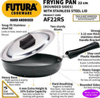 Hawkins Futura Hard Anodised Frying Pan 22 cm Diameter with Lid 1 L (AF22RS) | Grocsy