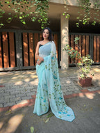 Vamsee Aditi Sky Georgette Saree | Grocsy