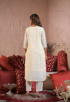 Ethnic Festive Wear Chanderi Silk Cream Stitched Suit With Dupatta - Tanisha | Grocsy
