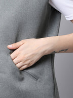 Even Apparels Grey Polyblend Open Front Women's Waistcoat | Grocsy