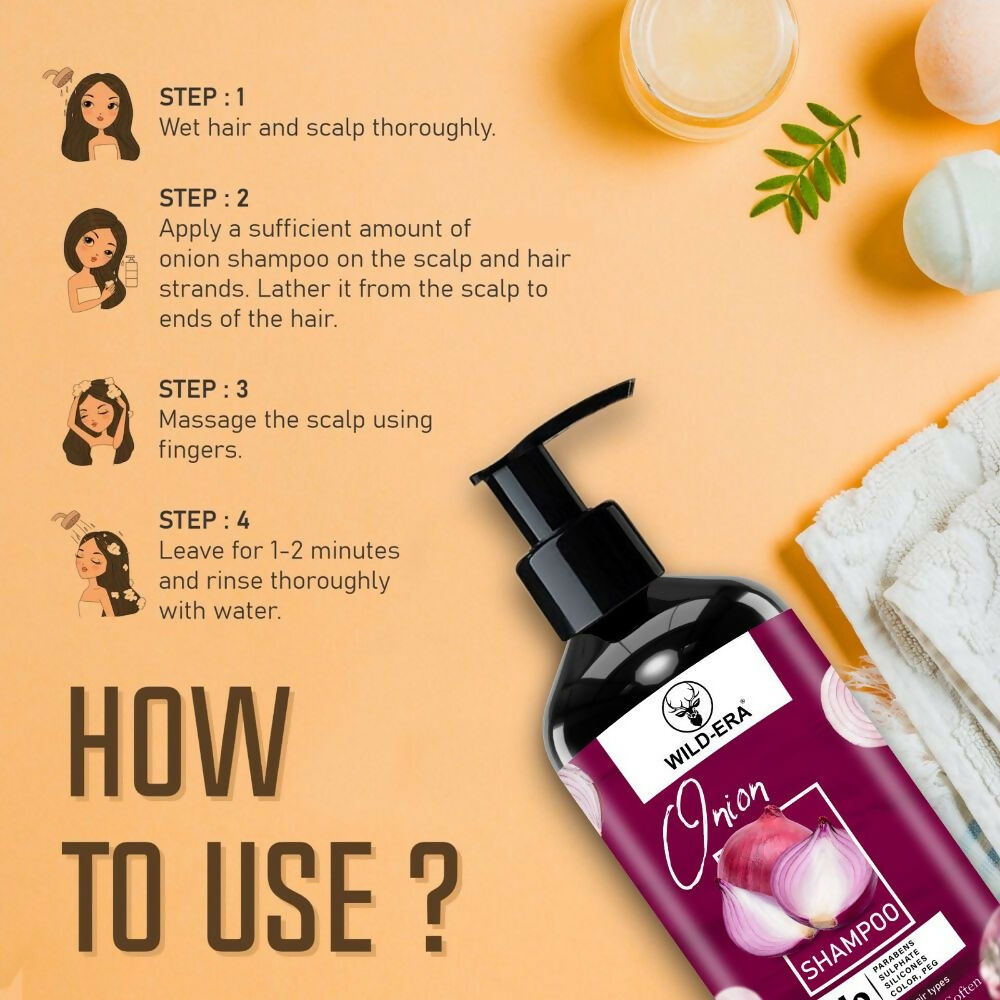 Wildera Onion Oil Shampoo with Red Onion Seed Oil Extract, Black Seed Oil & Pro-Vitamin B5 | Grocsy