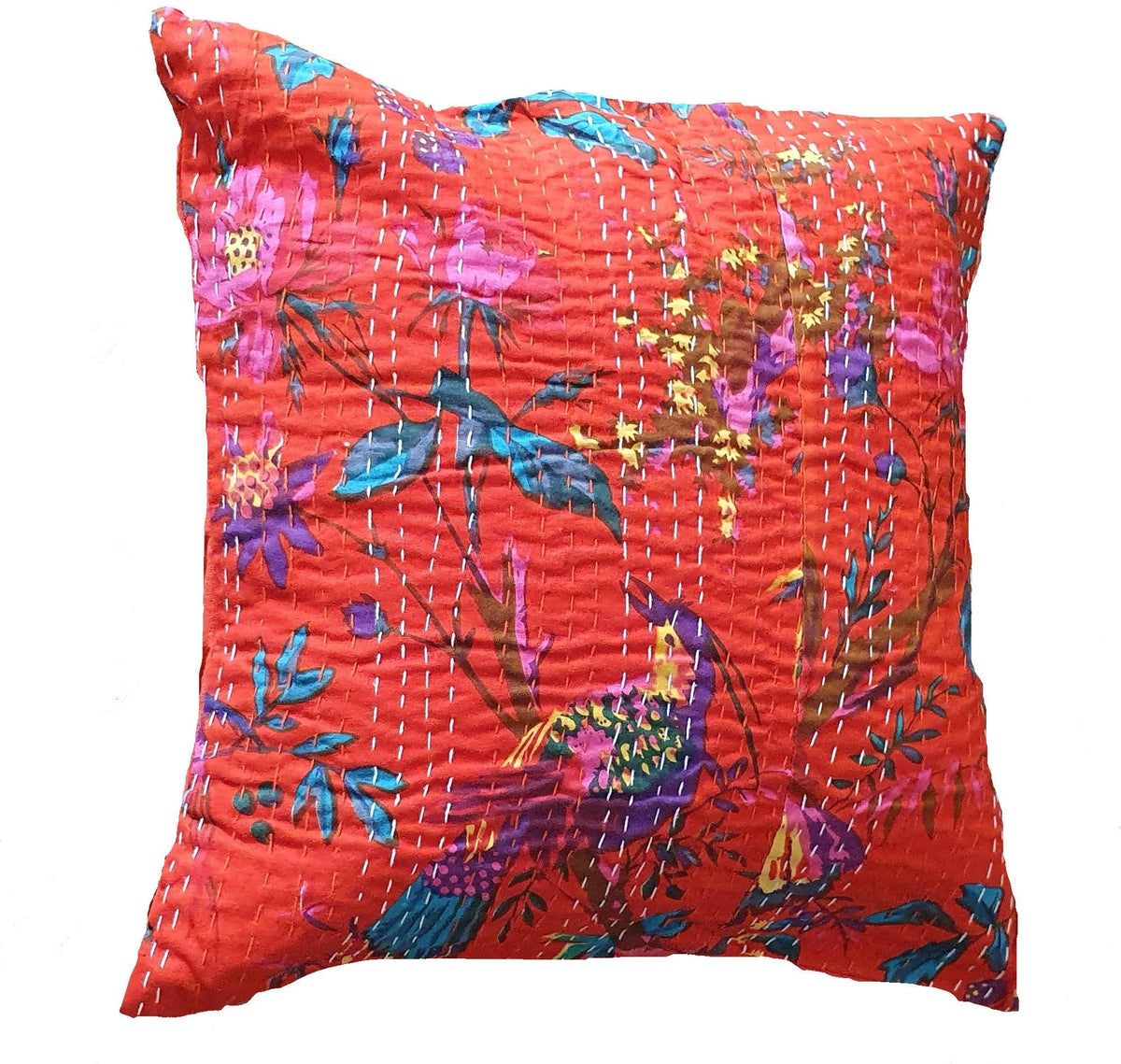 The Decor Nook Orange Base With Birds Print Cushion Cover | Grocsy