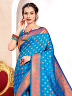 Shree Shyam Fashion Paithani Silk Blue Saree | Grocsy