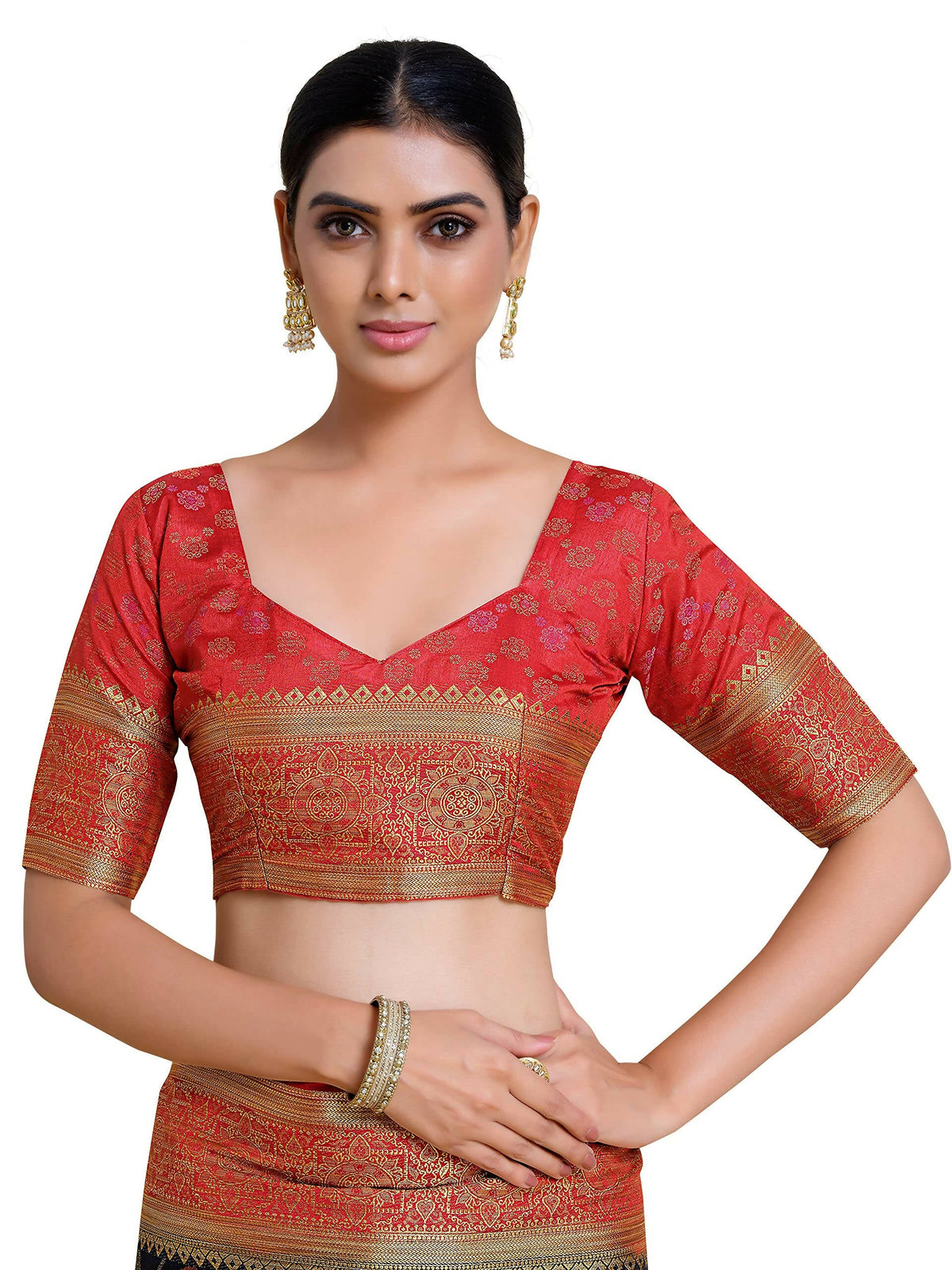 Mimosa Women's Kanjivaram Art Silk Black Saree | Grocsy