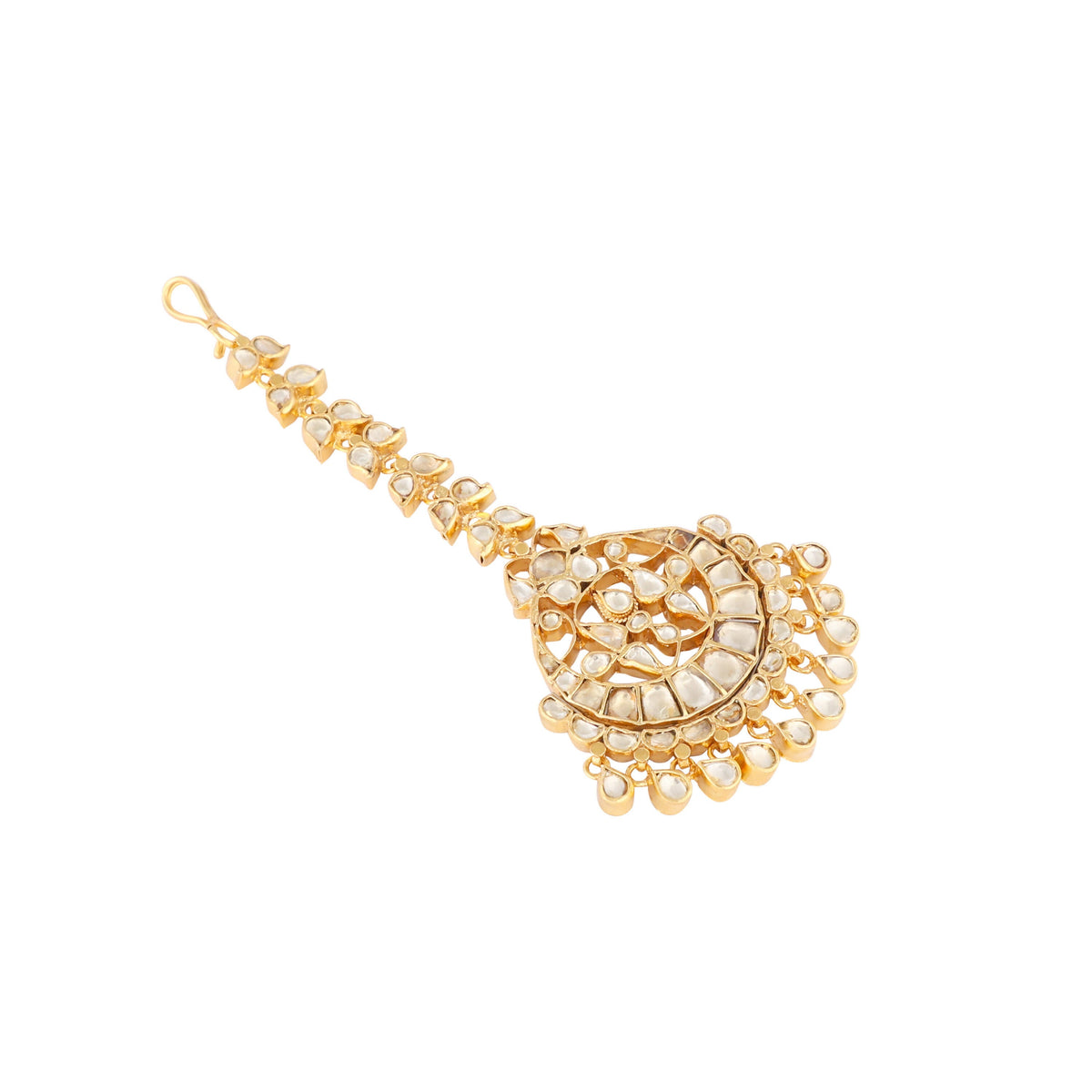 Nuyug 22K Gold-Plated Kundan Studded Maang Tikka Head Jewellery | Grocsy