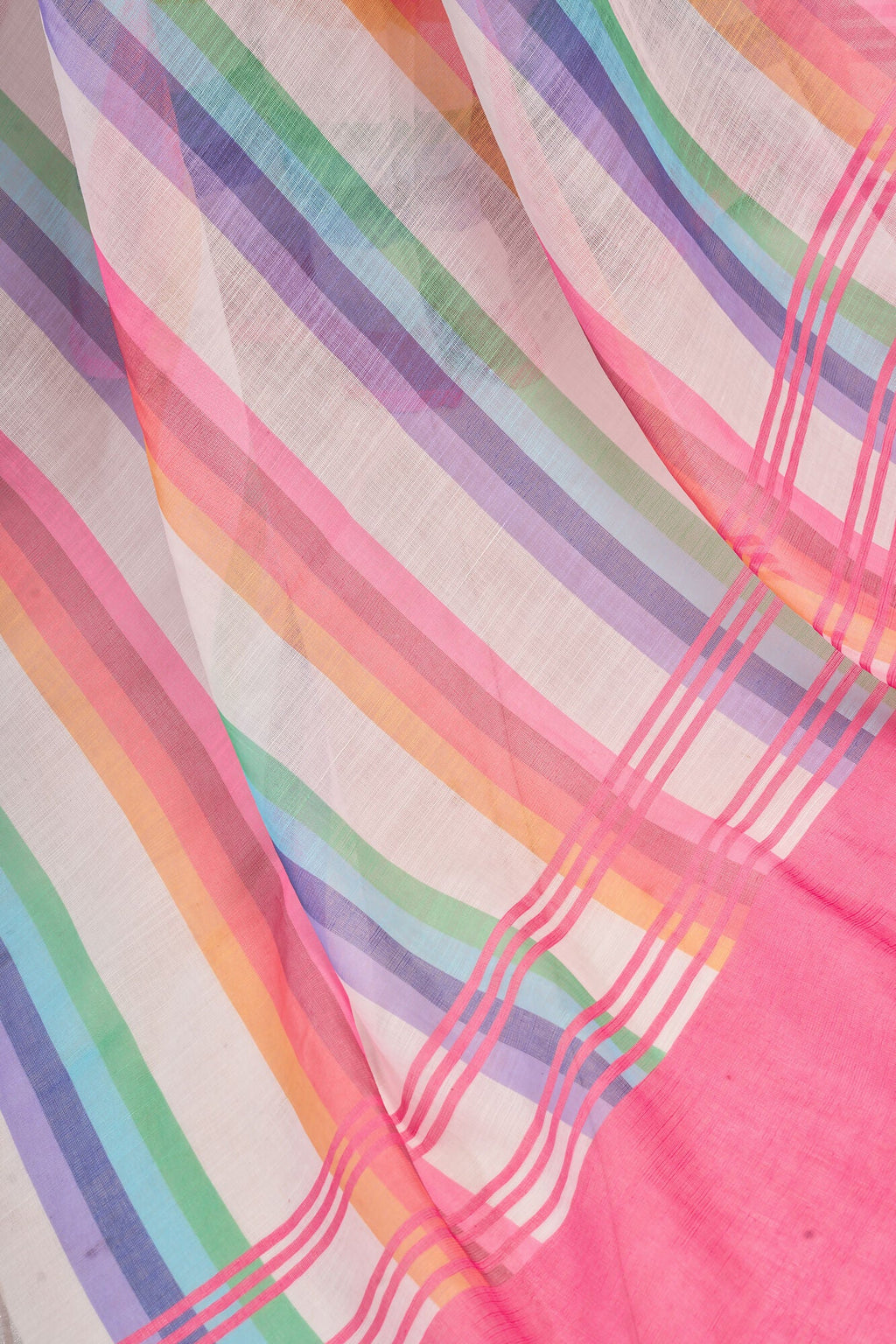 Vastranavya Rainbow Digital Printed Linen Ready To Wear Designer Saree with Unstitched Blouse | Grocsy