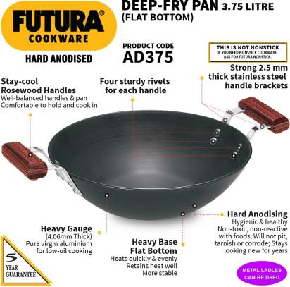 Hawkins Futura Flat Bottom Kadhai 30 cm Diameter 3.75 L (AD375) | Grocsy