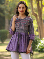 Juniper Women's Lavender Printed Flared Tunic | Grocsy