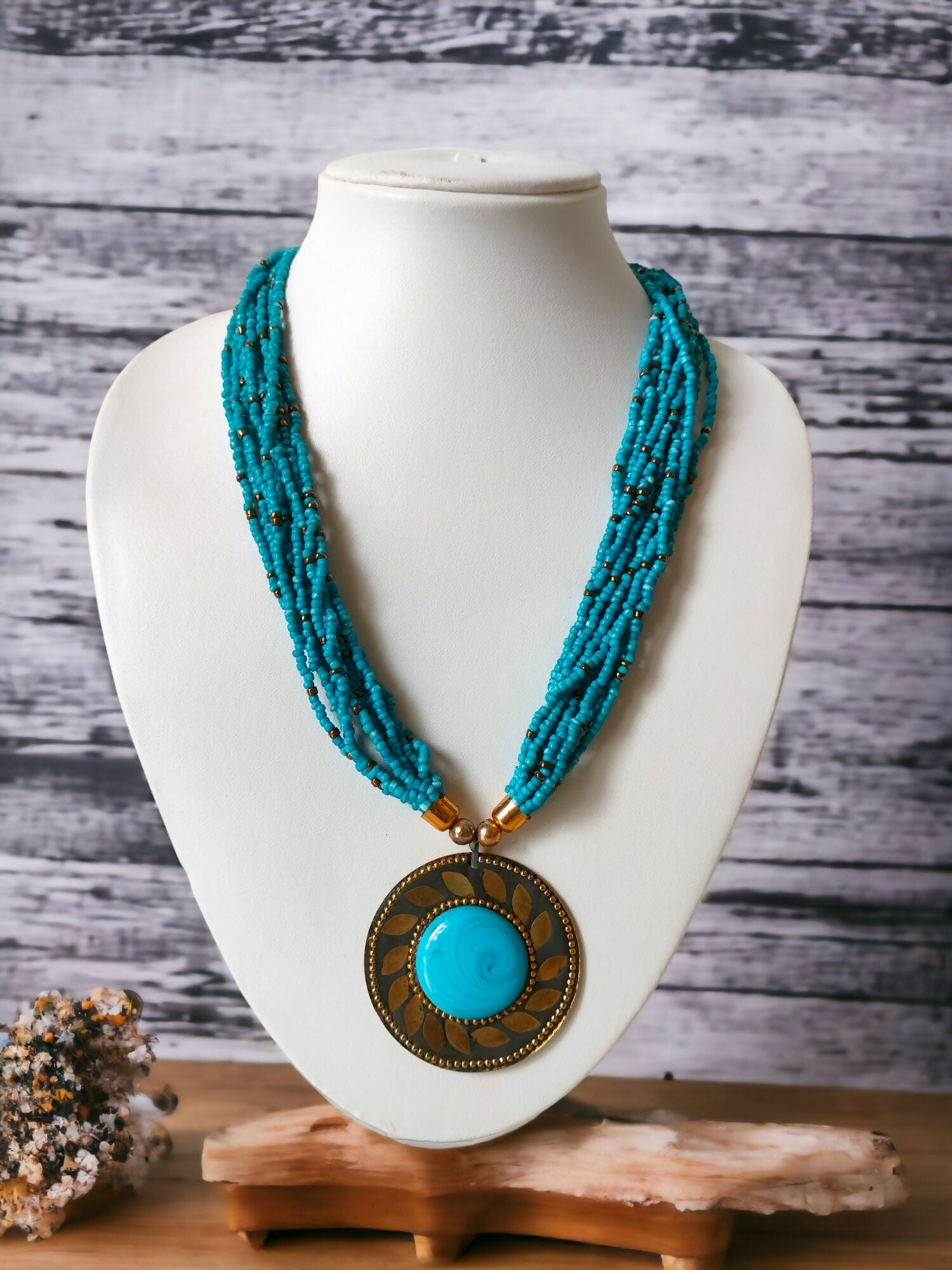 Inhanns Everyday Statement Beaded Pendant Necklace - Sky Blue | Grocsy