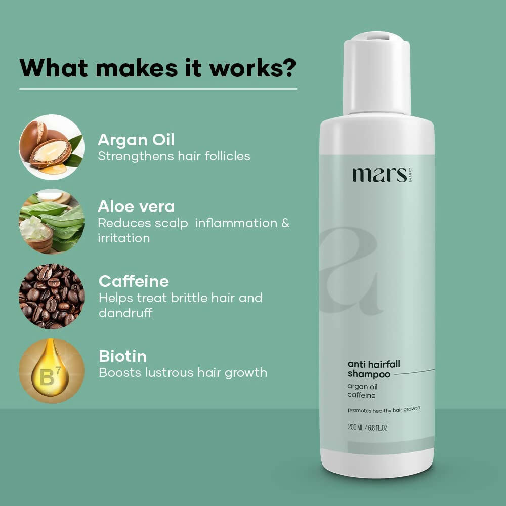 Mars By GHC Anti Hair Fall Hair Shampoo With Aloe Vera, Argan Oil & Caffeine | Grocsy