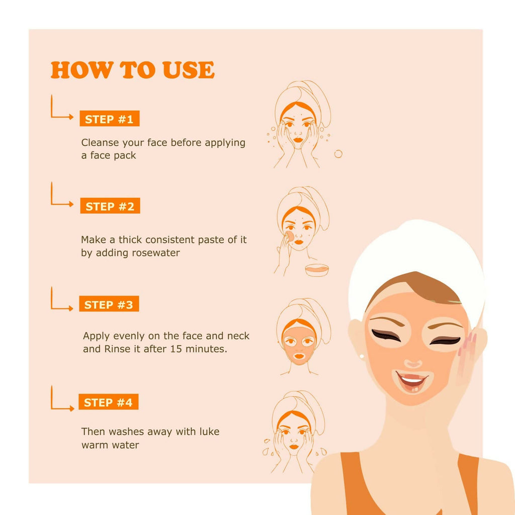 Kimayra Organic Orange + Papaya Face Pack Powder For Tan Removal, Helps In Retain Moisture & Reduce Wrinkles & Fine Lines | Grocsy