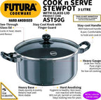 Hawkins Futura Hard Anodized Stewpot 24 cm Diameter 5 L with Lid (AST50G) | Grocsy