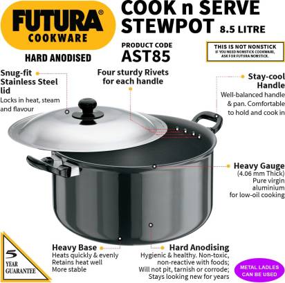 Hawkins Futura Cook n Serve Stewpot 28 cm Diameter 8.5 L with Lid (AST85) | Grocsy
