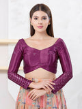 Joban Fashion Magenta Gajji Silk Elbow Sleeveless Back Open Blouse | Grocsy