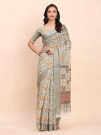Shree Shyam Fashion Linen Cotton White Saree | Grocsy