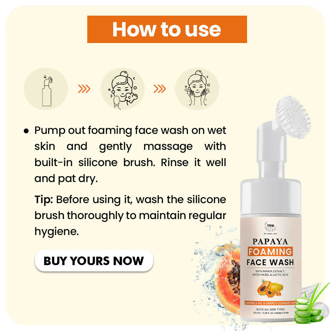 The Natural Wash Papaya Foaming Face Wash | Grocsy