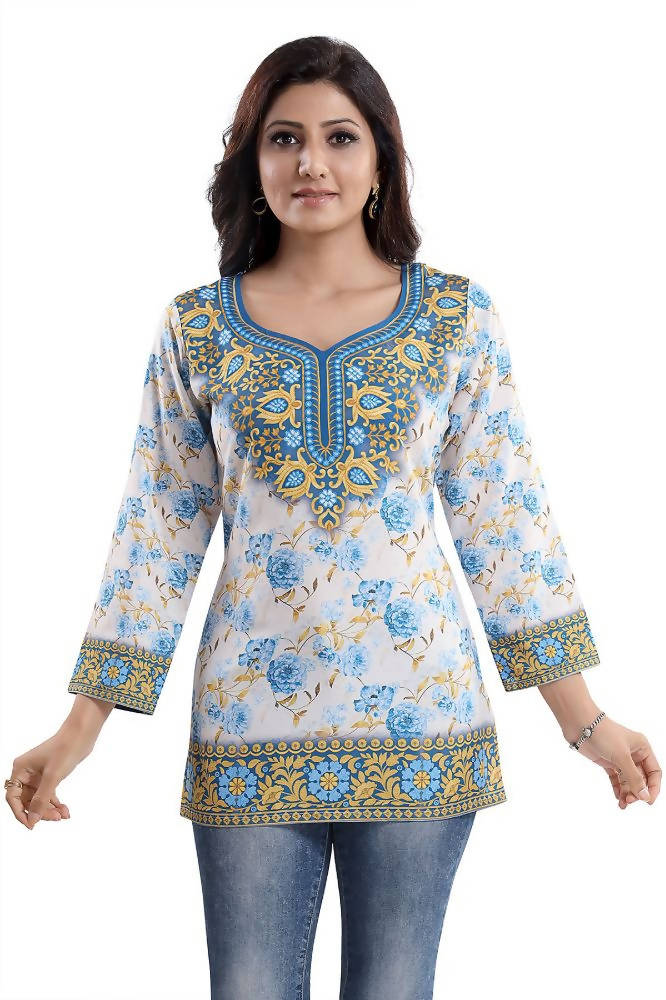 Snehal Creations Best Stylish Faux Crepe Printed Short Kurti Tunic | Grocsy