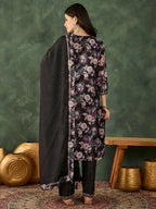 The52 Women's Beautiful Embroidery Work Chinon silk Fabric Straight Kurta Pant and Dupatta Set | Grocsy