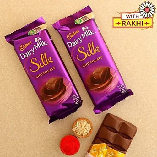 Premium Beads Ethnic Rakhi Set & Cadbury Silk Chocolates | Grocsy