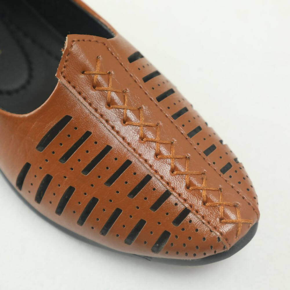 Tiny Bugs Boys Party & Ethnic Wear Mojari - Tan | Grocsy