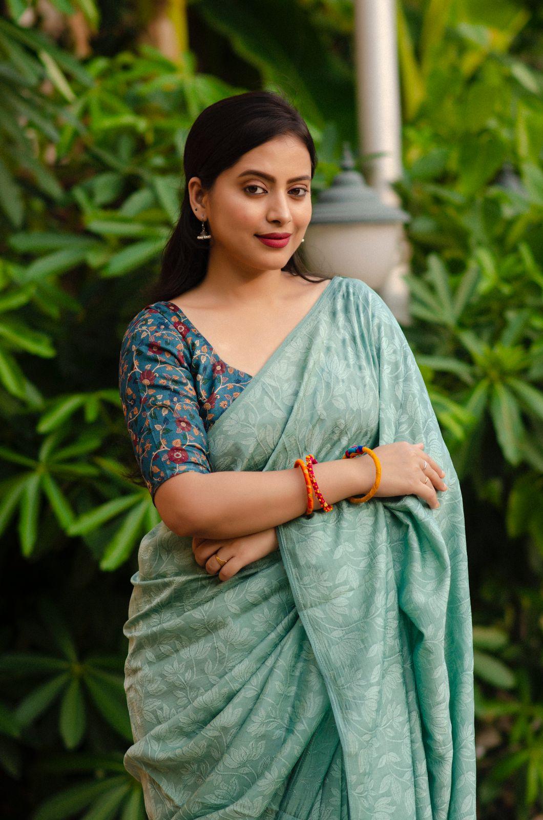 Rama Jute Silk Woven Design Saree with Unstitched Blouse - A2M | Grocsy